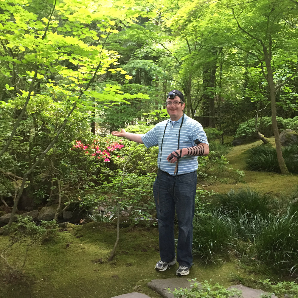 Photo of Rabbi Keven Friedman in the Japanese Garden in Portland, Oregon